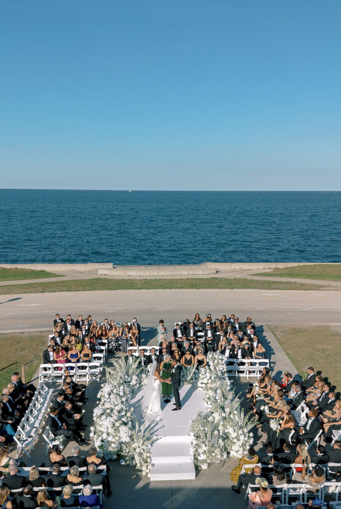 Wedding ceremony at the Theater on the Lake in Chicago